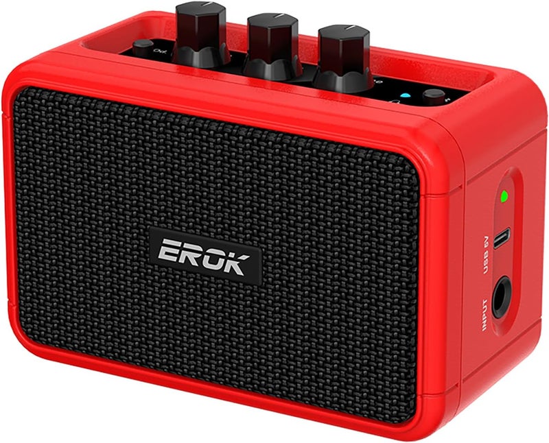 EROK Mini Electric Guitar Amplifier, with Clean Overdrive Effects,Support BT/Headphone Connection,5W Indoor Music Pratice Speaker (Red) - Image 1